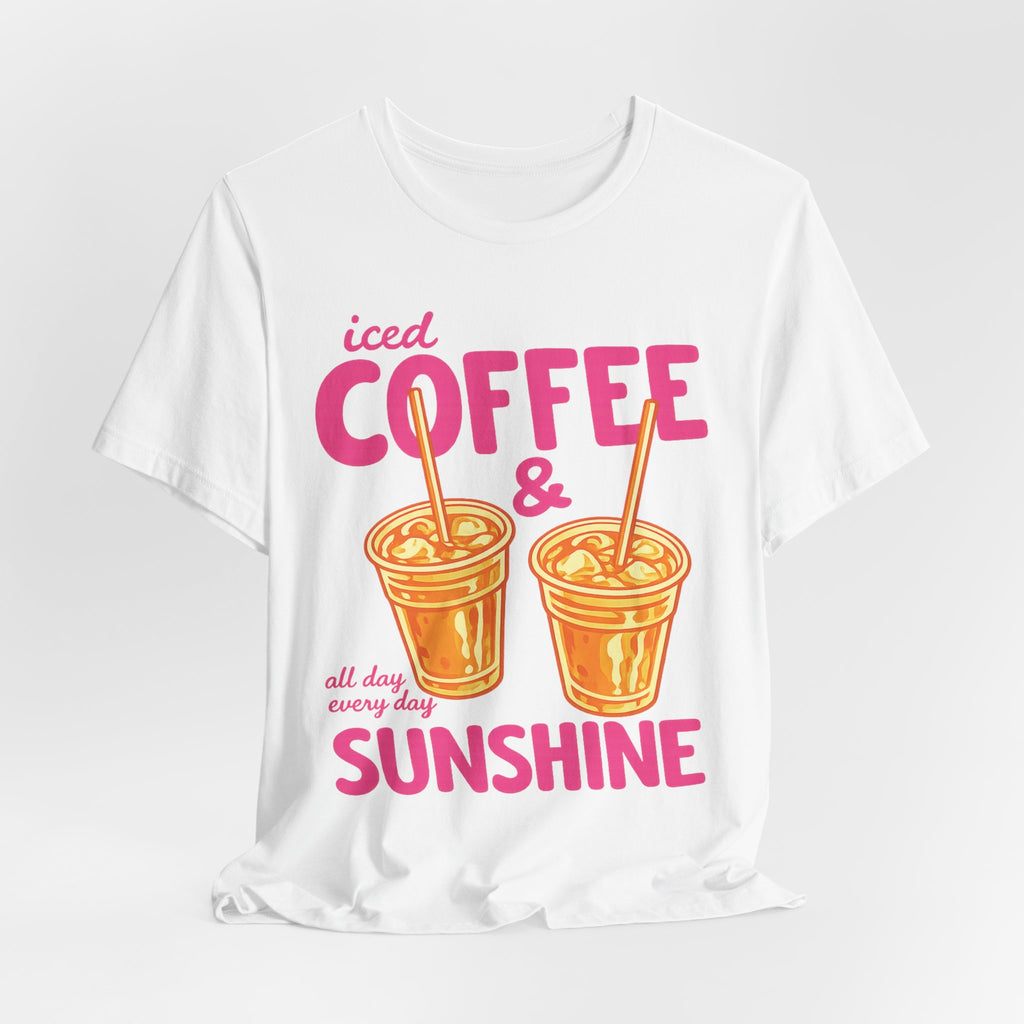 Iced Coffee & Sunshine T-Shirt | Retro Iced Coffee Graphic Tee, Summer Beverage Shirt