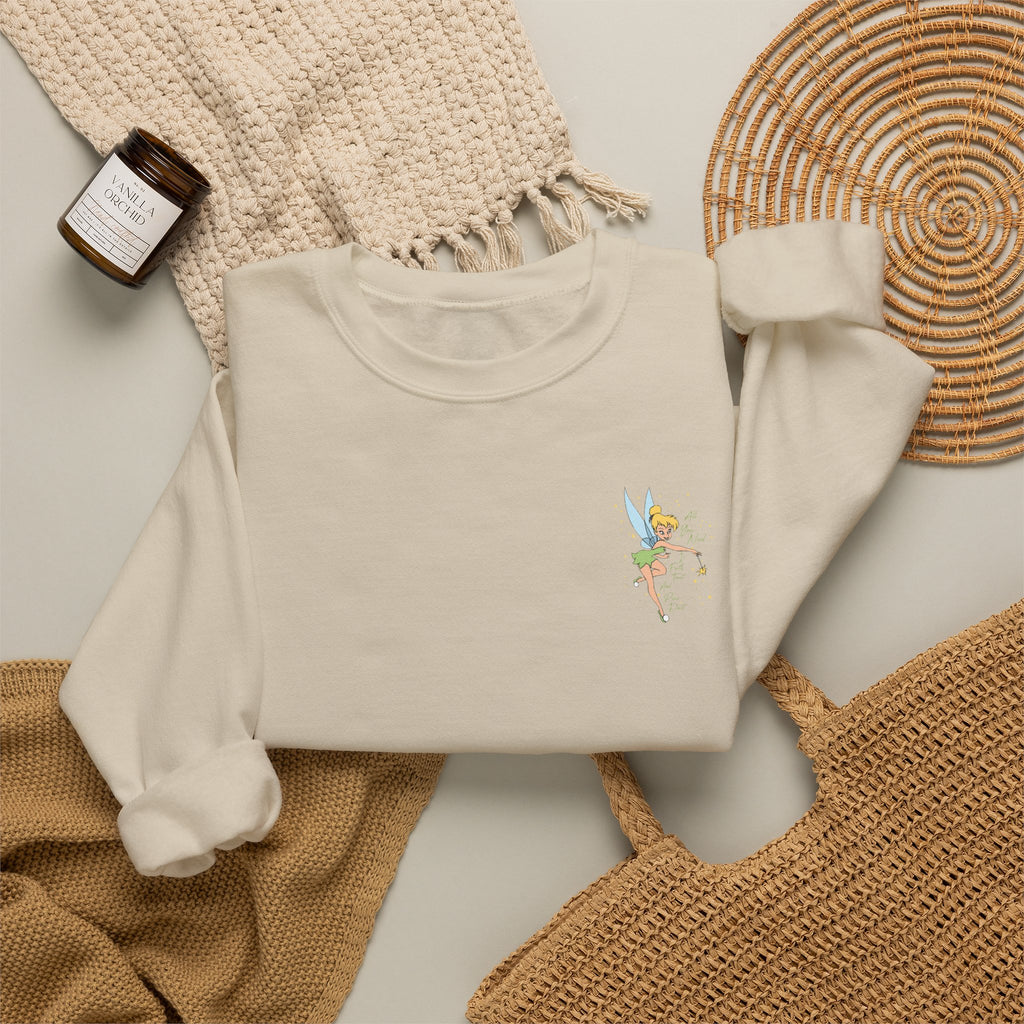 Embroidered Hummingbird Crewneck Sweatshirt — Minimal Floral Chest Design