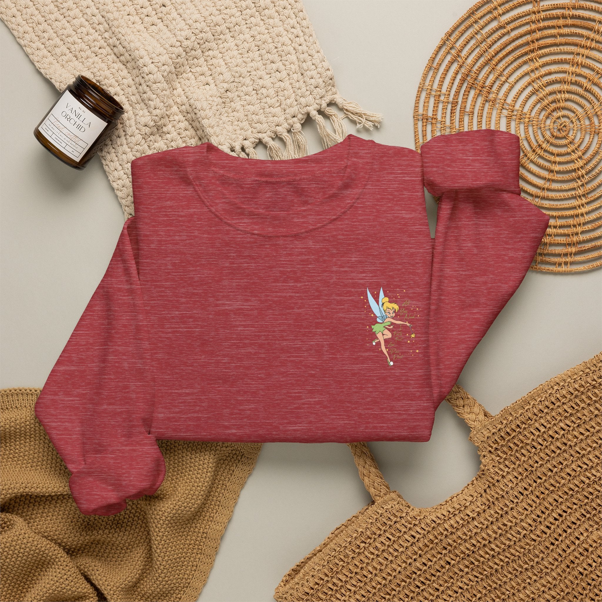 Embroidered Hummingbird Crewneck Sweatshirt — Minimal Floral Chest Design