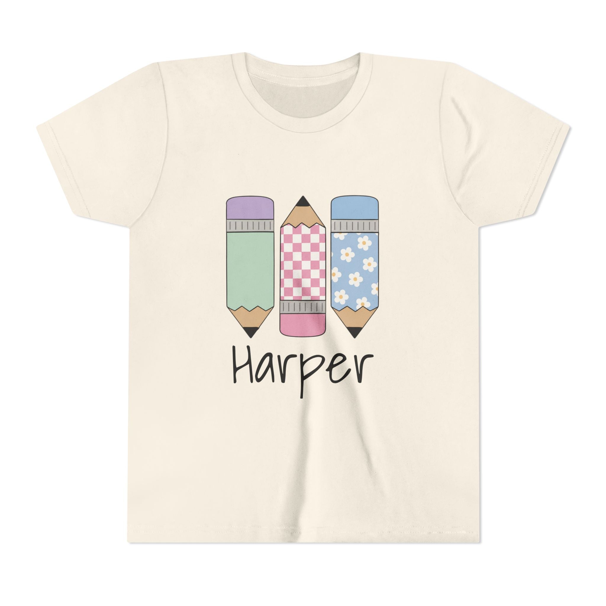 Personalized Kids Tee — Cute Pastel Pencil Design with Name (School/Back-to-School Gift)