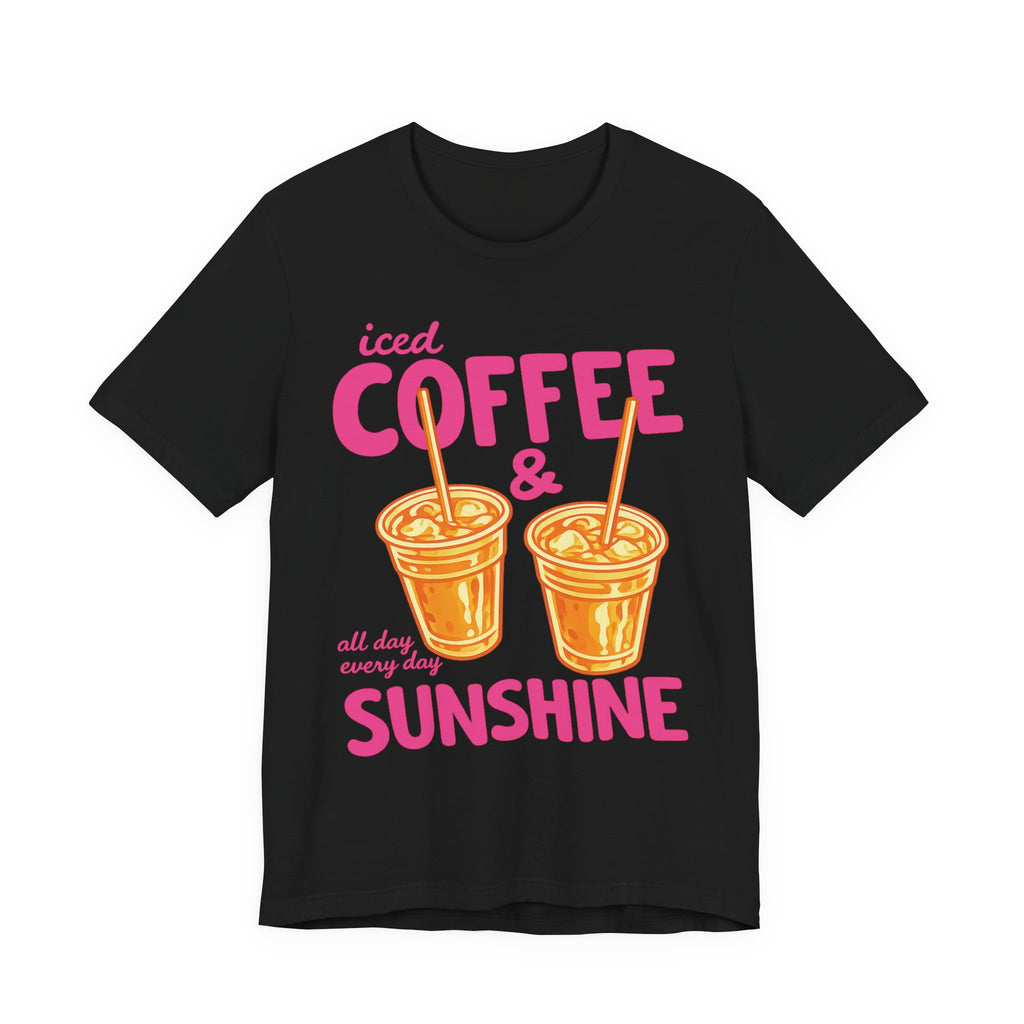 Iced Coffee & Sunshine T-Shirt | Retro Iced Coffee Graphic Tee, Summer Beverage Shirt