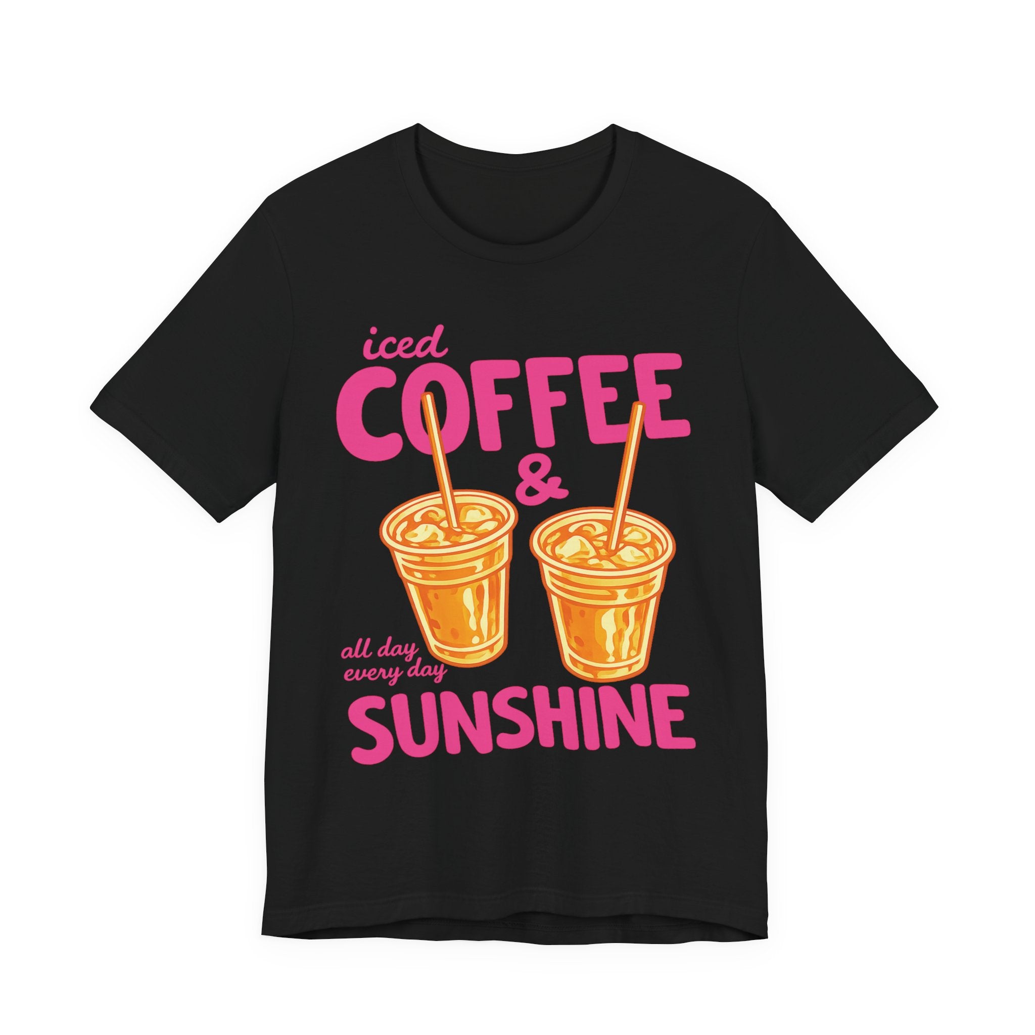Iced Coffee & Sunshine T-Shirt | Retro Iced Coffee Graphic Tee, Summer Beverage Shirt