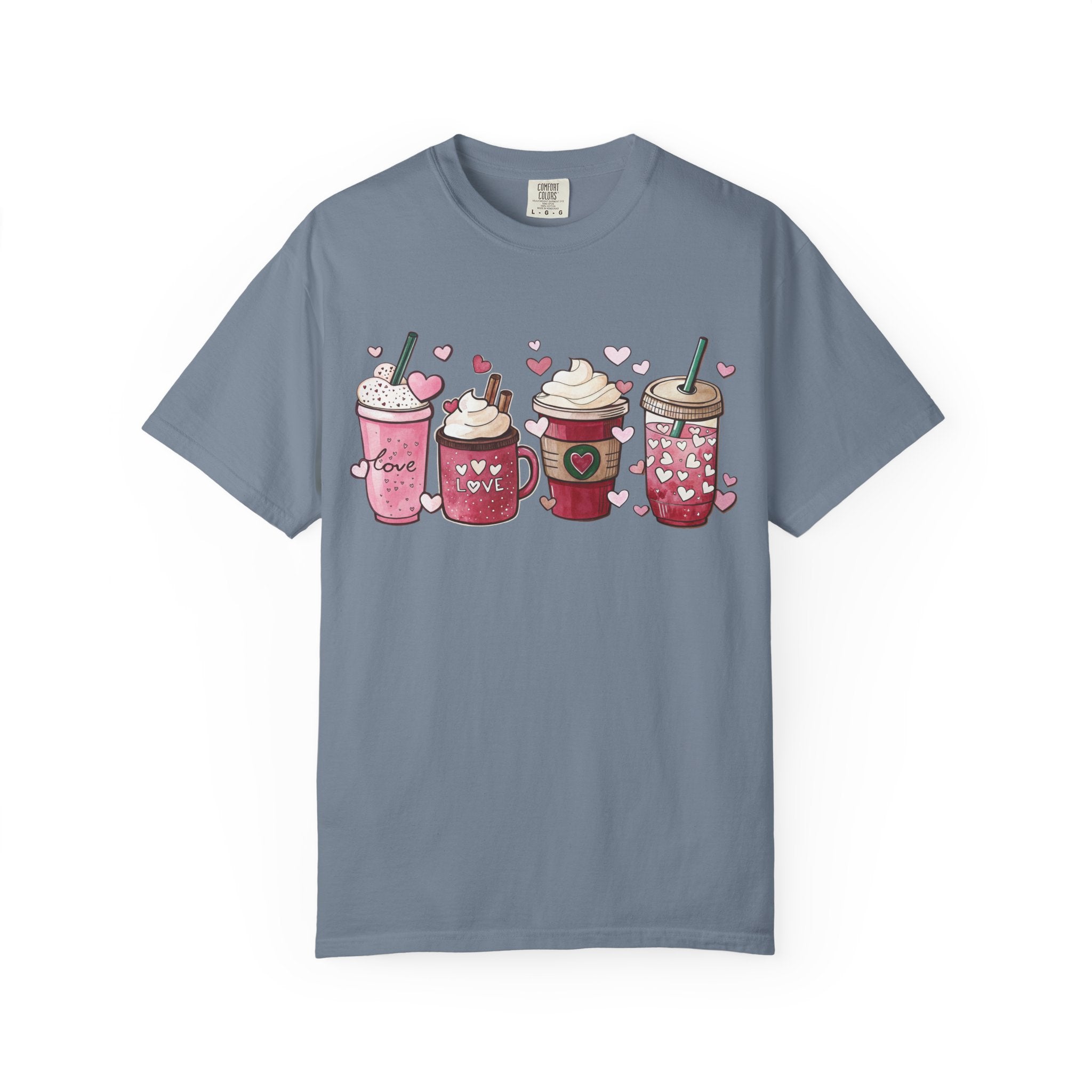 Valentine Coffee Cups T-Shirt | Cute Pink Latte Art Hearts
