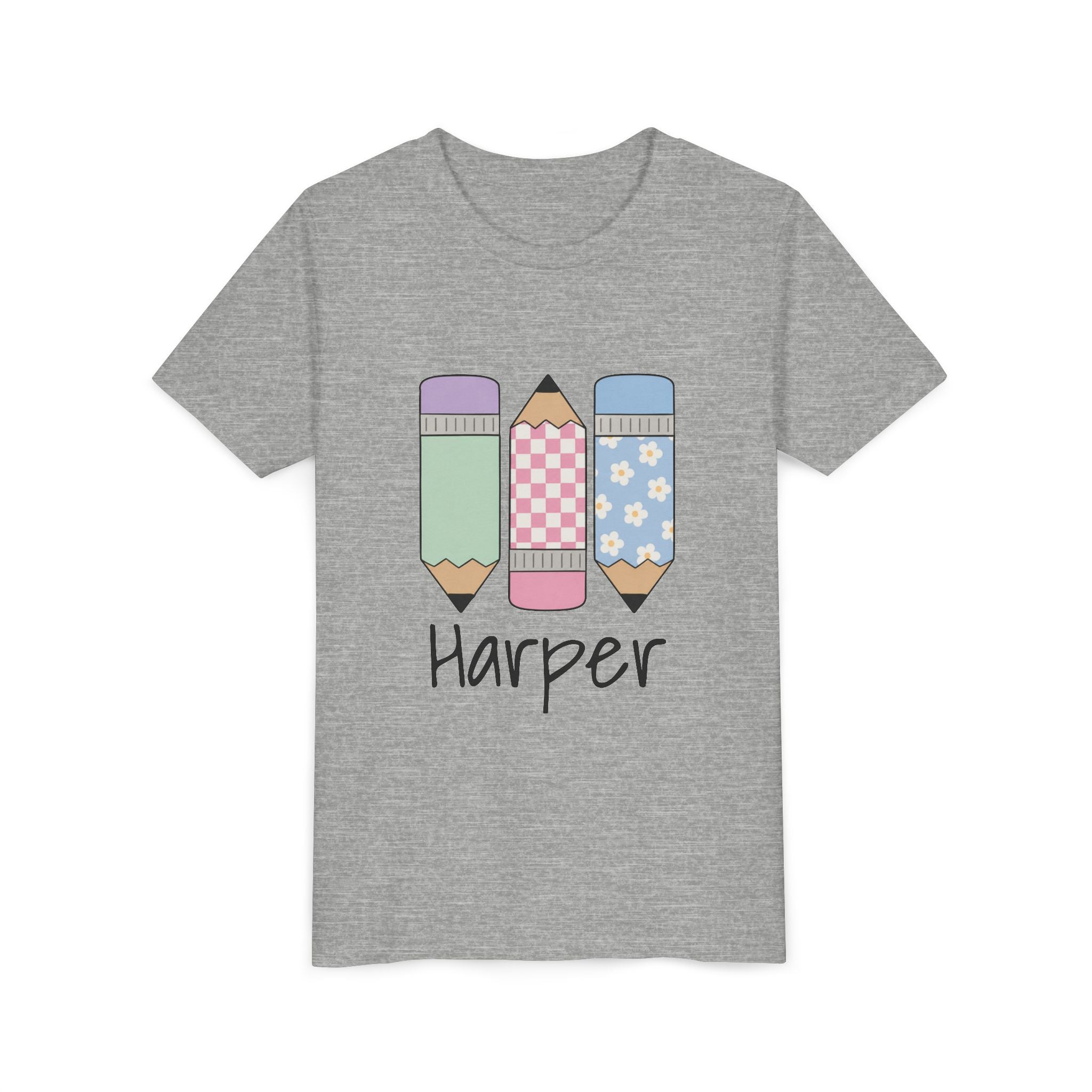 Personalized Kids Tee — Cute Pastel Pencil Design with Name (School/Back-to-School Gift)