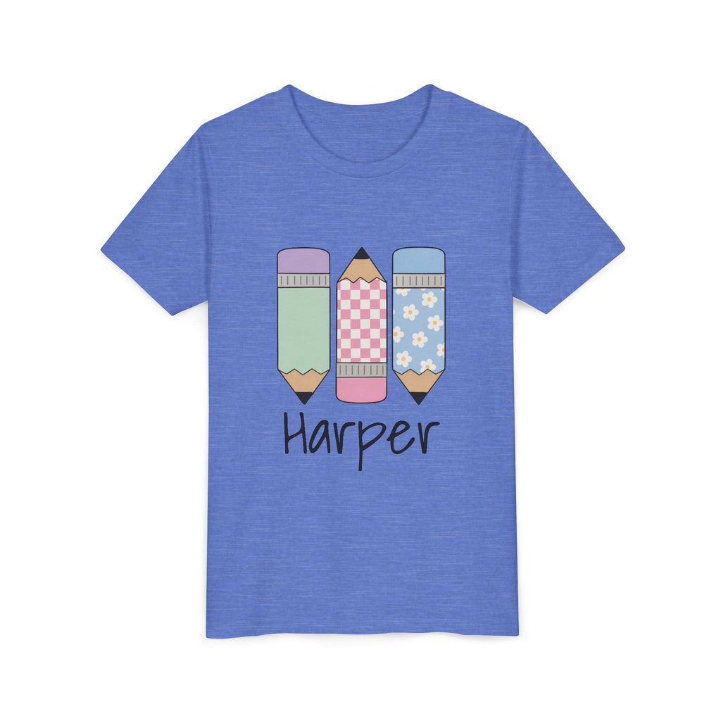 Personalized Kids Tee — Cute Pastel Pencil Design with Name (School/Back-to-School Gift)