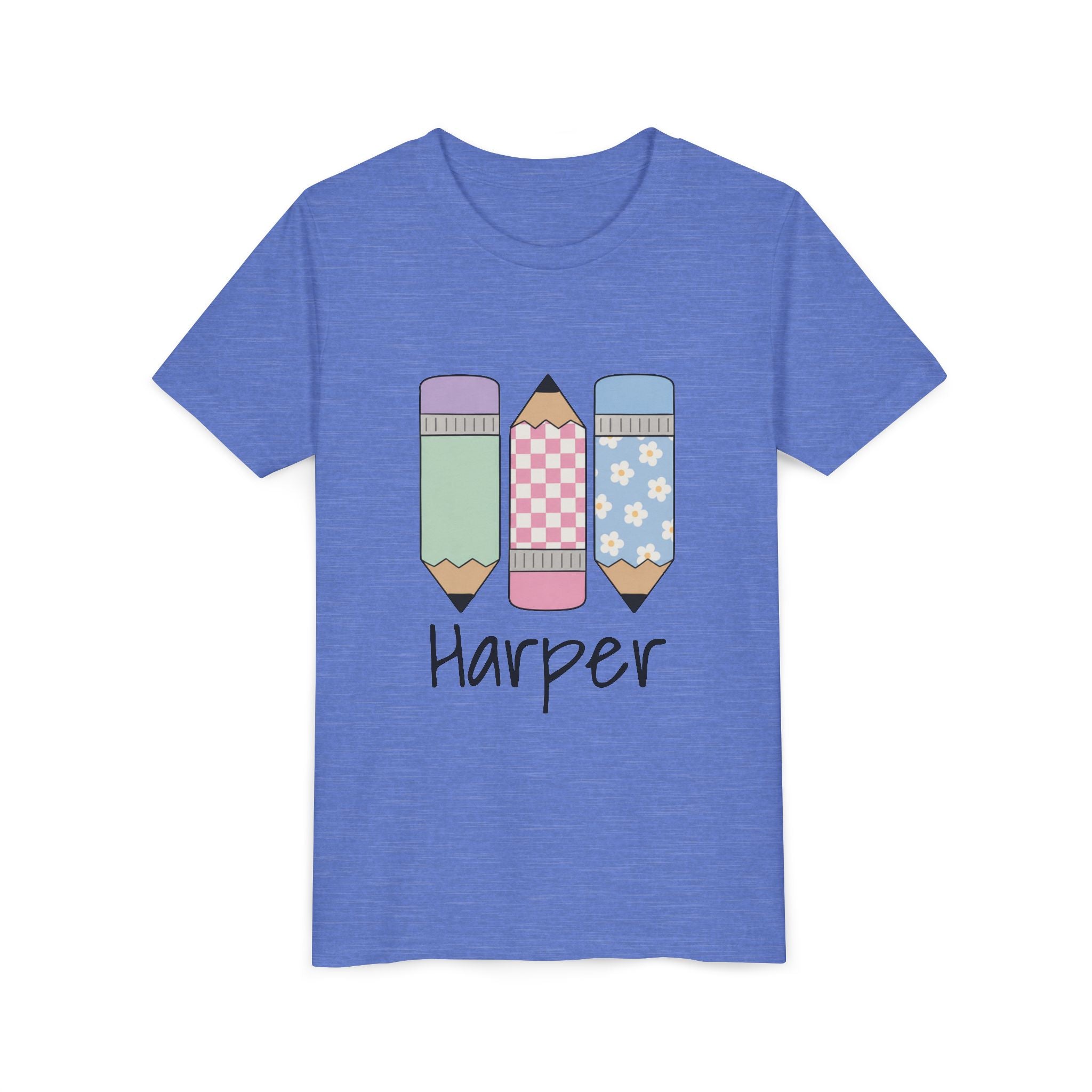Personalized Kids Tee — Cute Pastel Pencil Design with Name (School/Back-to-School Gift)