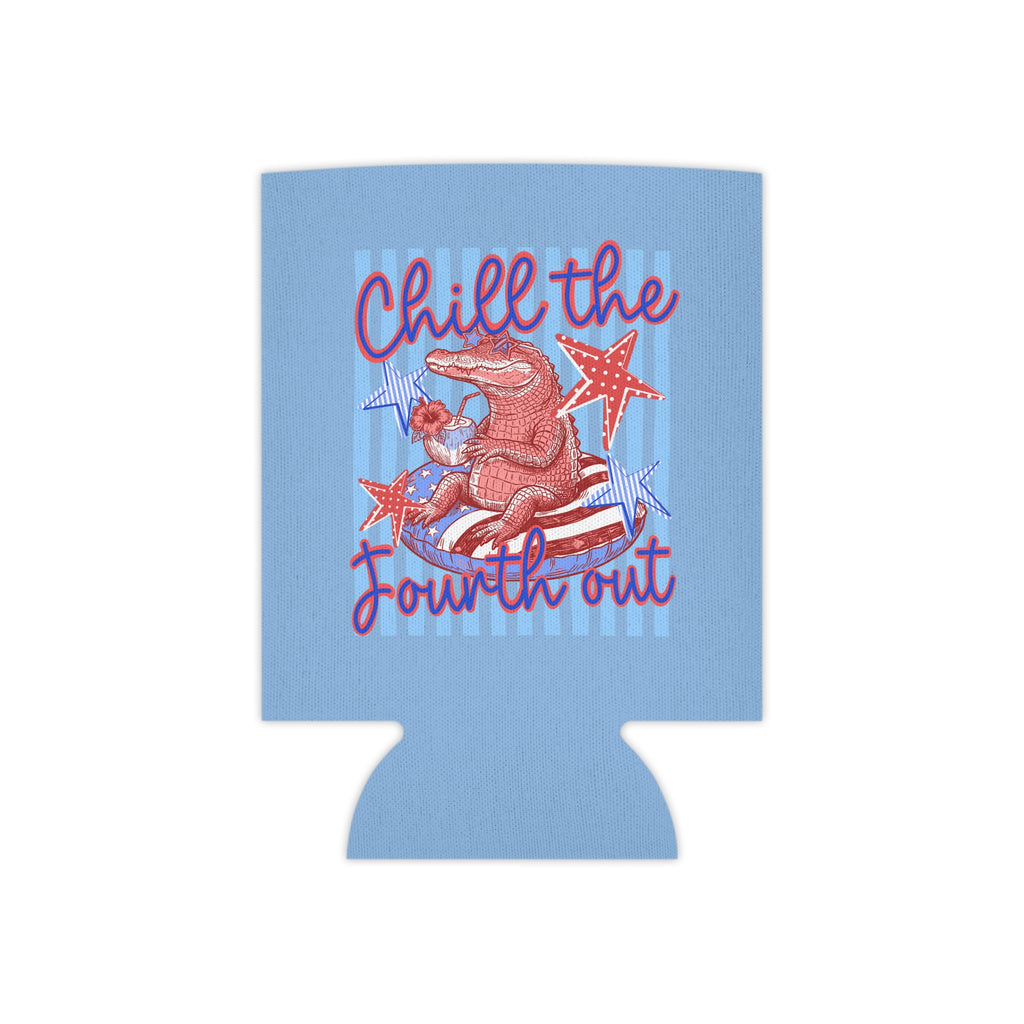 Chill the Fourth Out Can Cooler | Patriotic Alligator, Stars & Stripes