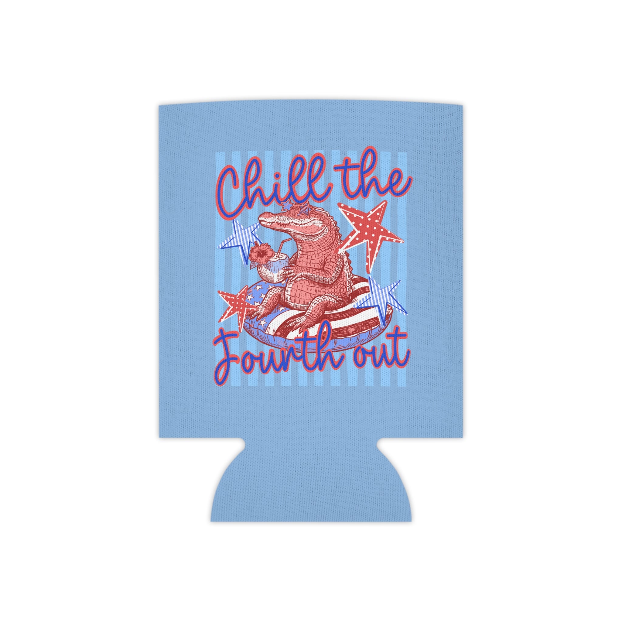 Chill the Fourth Out Can Cooler | Patriotic Alligator, Stars & Stripes