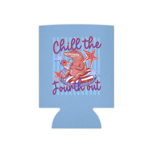Chill the Fourth Out Can Cooler | Patriotic Alligator, Stars & Stripes