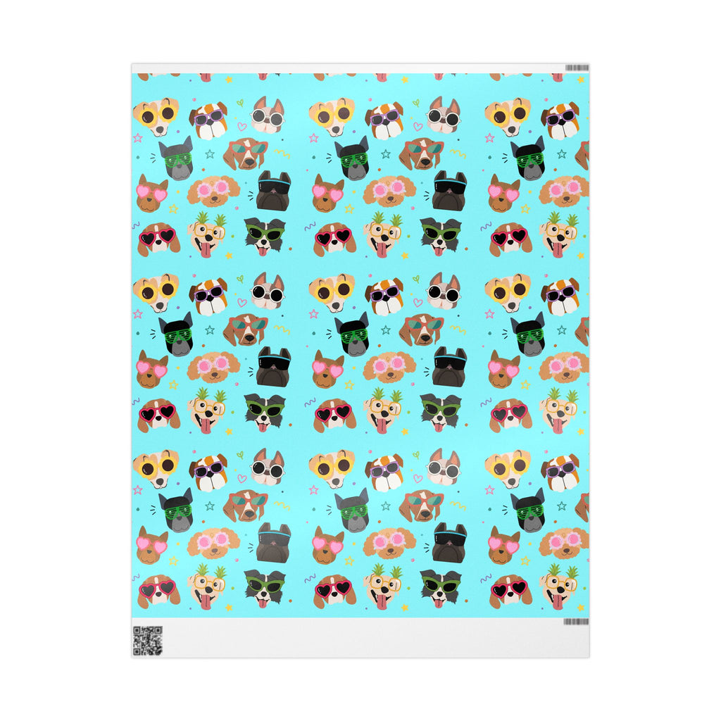 Cool Sunglasses Dog Pattern Wrapping Paper | Cute Puppy Faces Gift Wrap