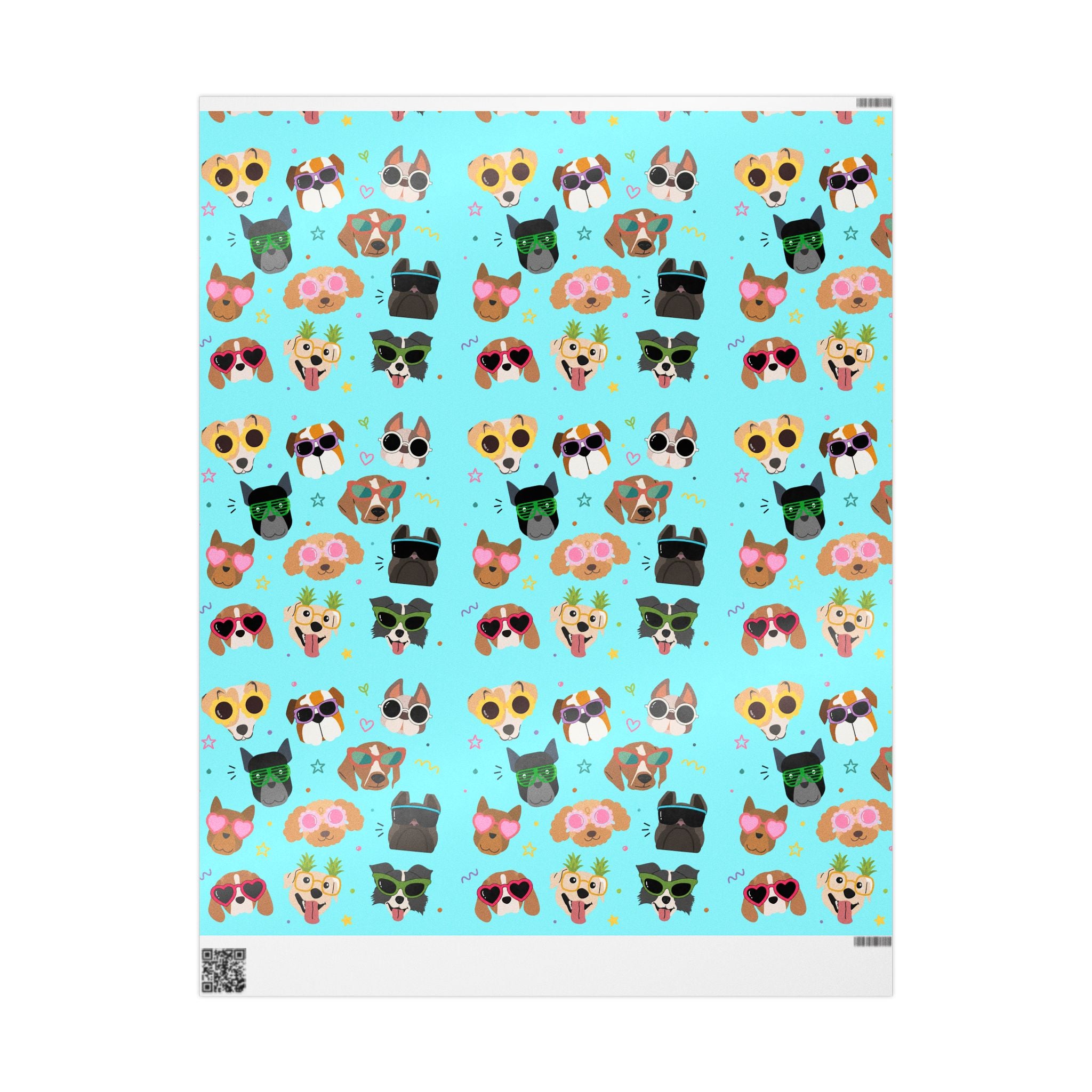 Cool Sunglasses Dog Pattern Wrapping Paper | Cute Puppy Faces Gift Wrap