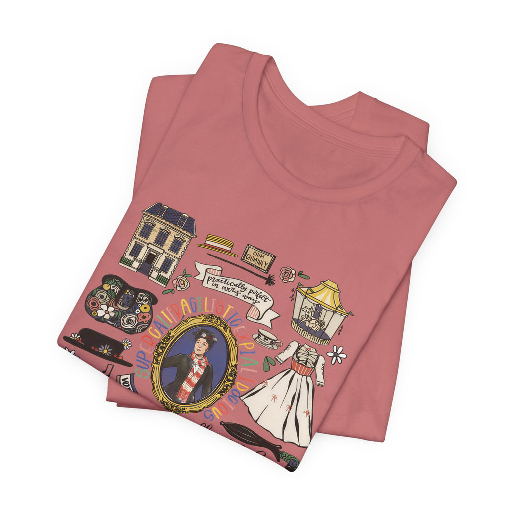 Victorian House Illustration T-Shirt | Vintage Cottage, Floral Accents