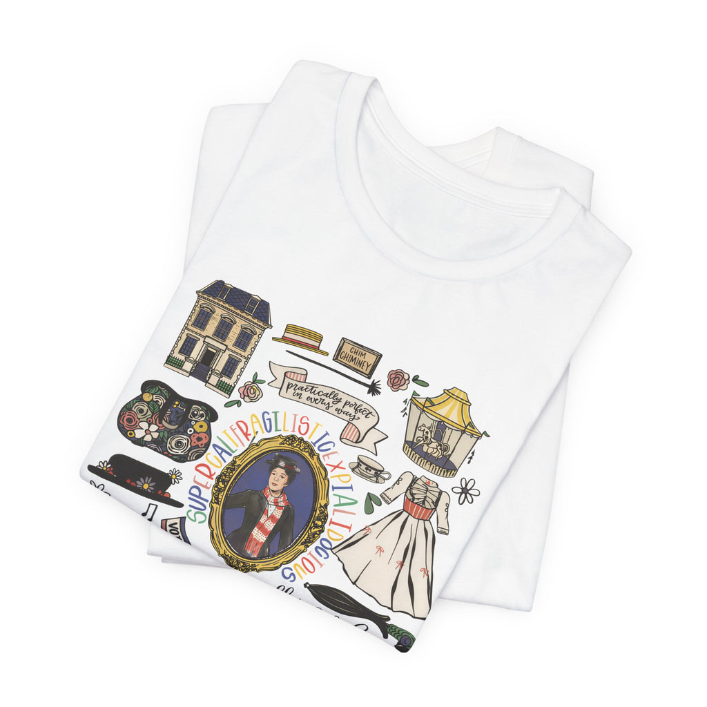 Victorian House Illustration T-Shirt | Vintage Cottage, Floral Accents