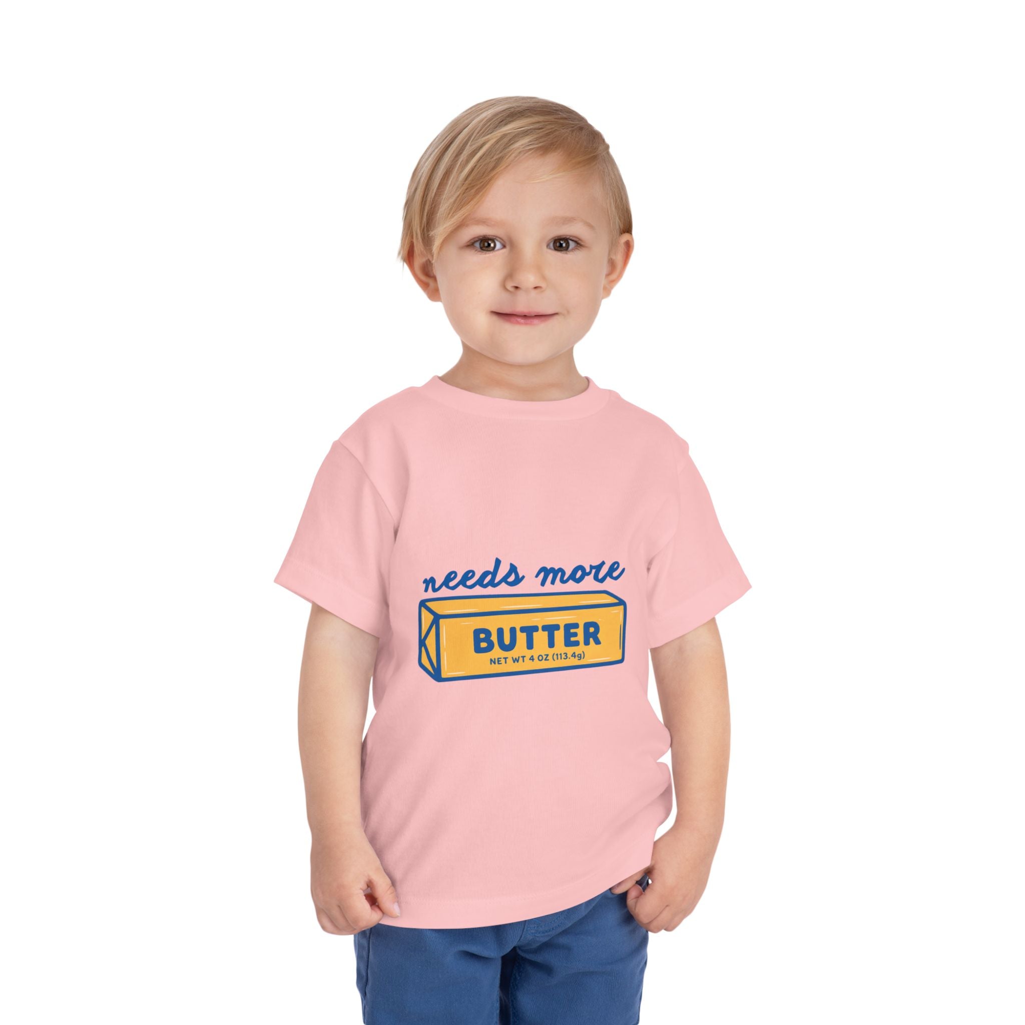 Needs More Butter toddler tee | butter stick illustration