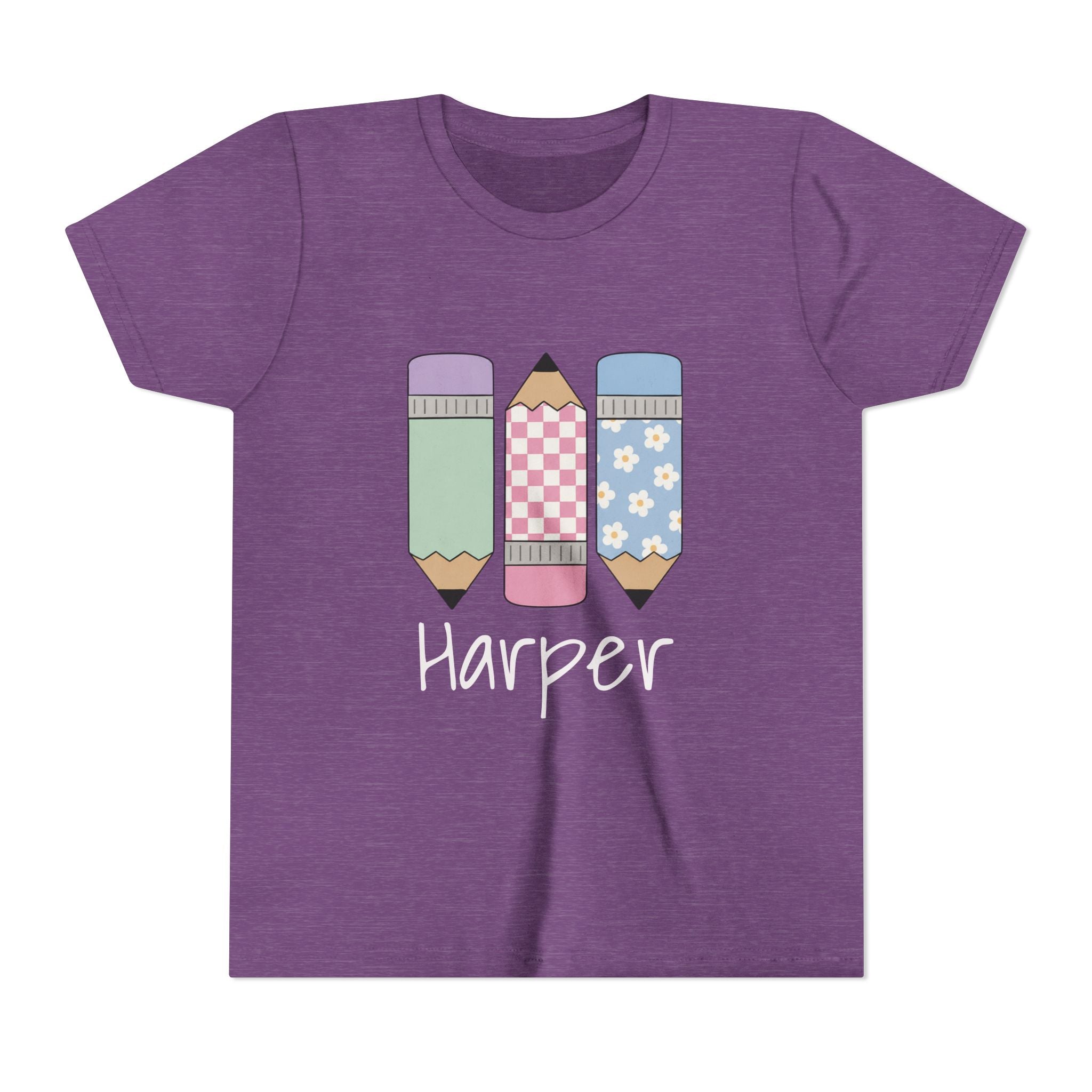 Personalized Kids Tee — Cute Pastel Pencil Design with Name (School/Back-to-School Gift)