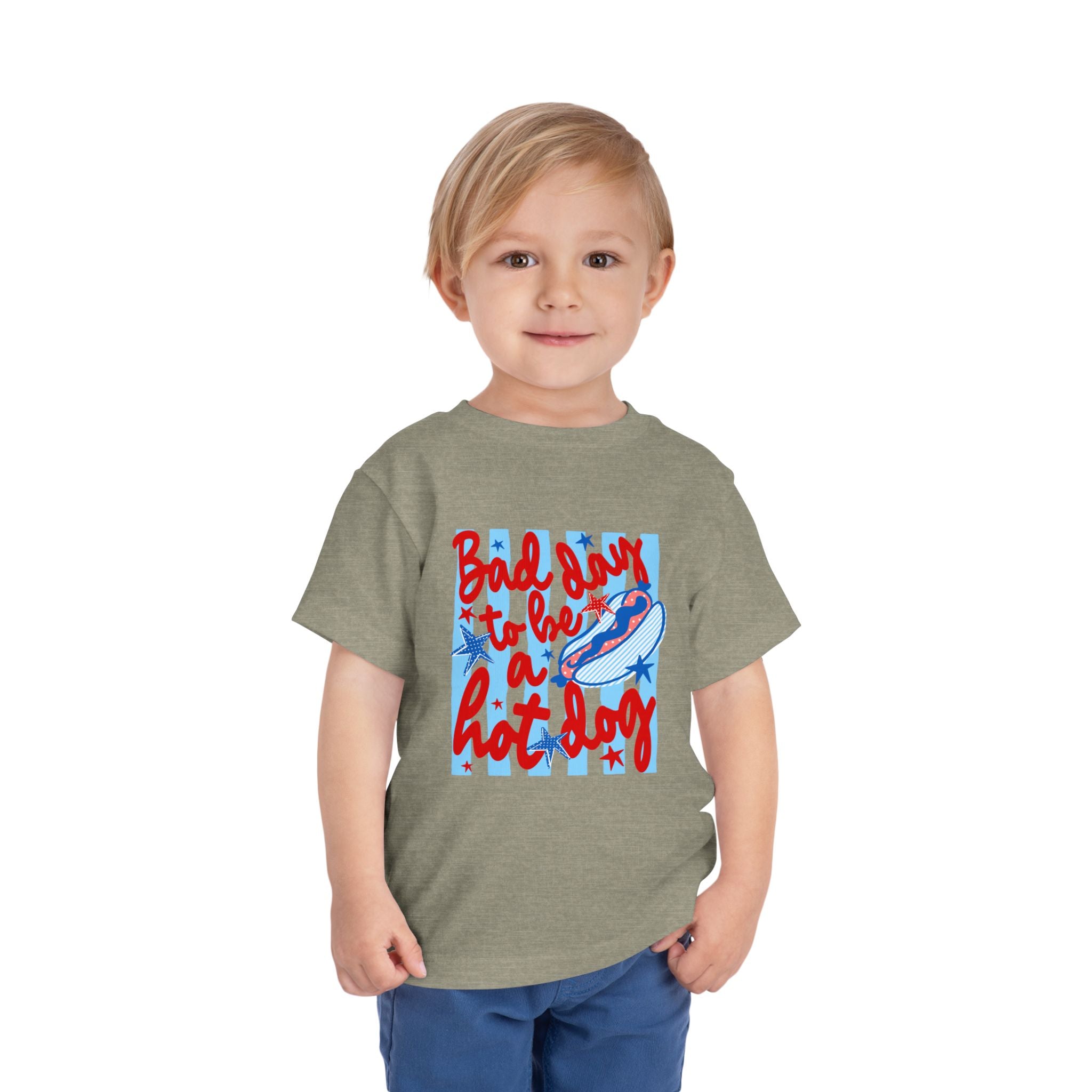 Bad day to be a hot dog Toddler Tee | Retro hot dog illustration, red & blue diner style