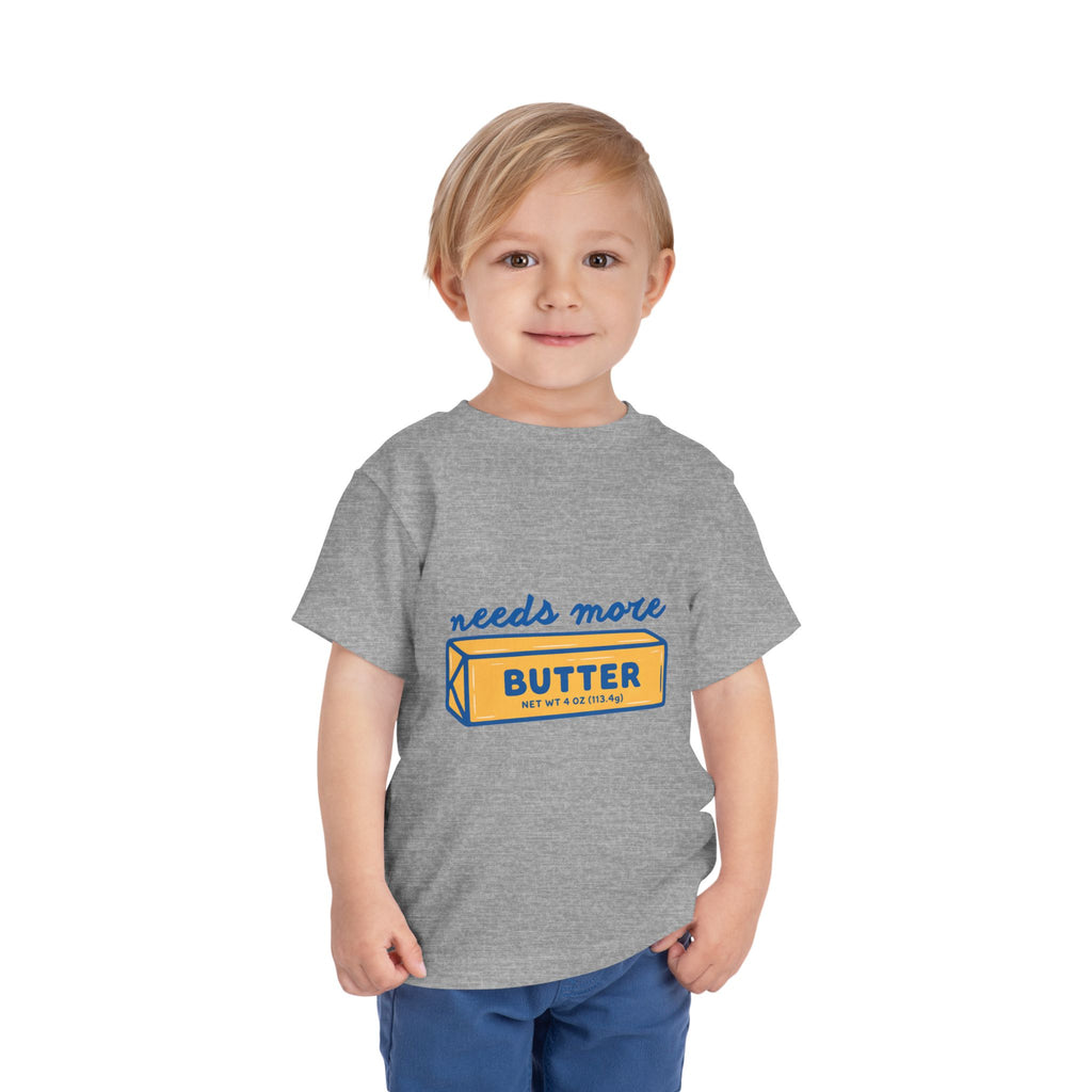 Needs More Butter toddler tee | butter stick illustration