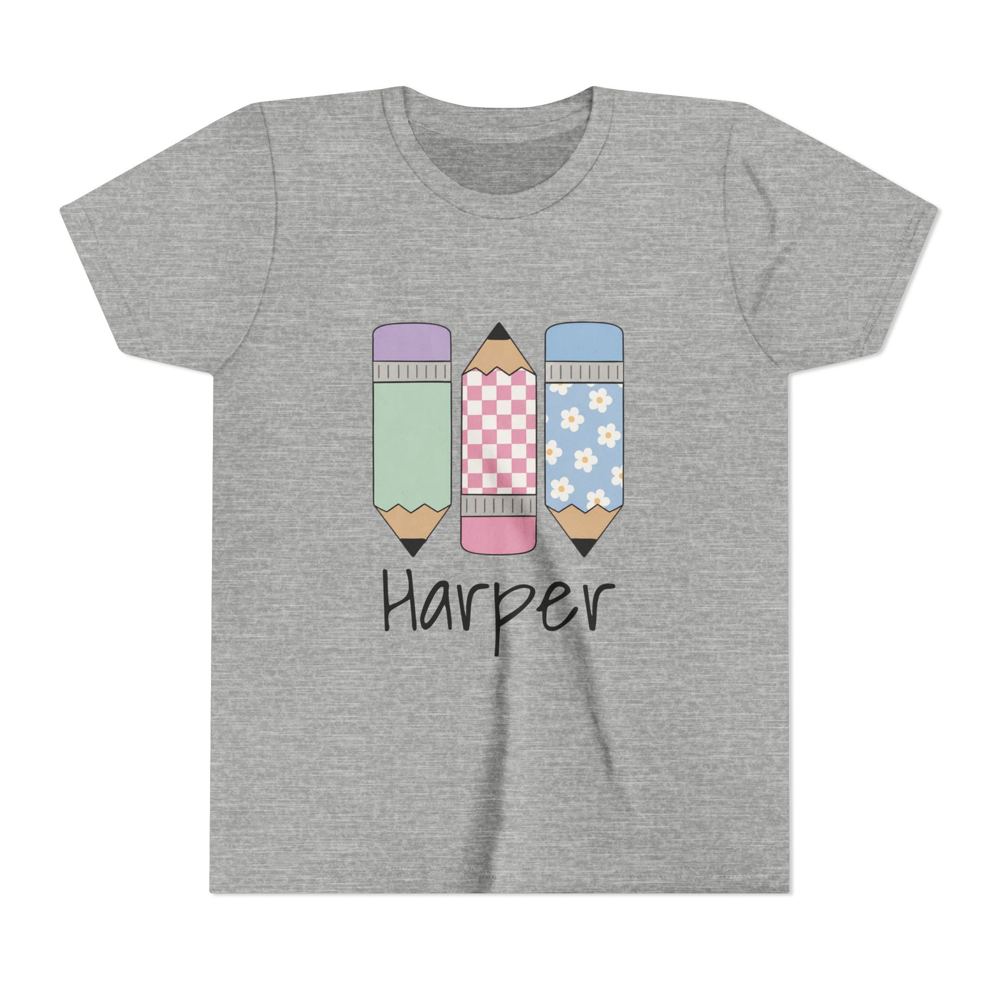 Personalized Kids Tee — Cute Pastel Pencil Design with Name (School/Back-to-School Gift)