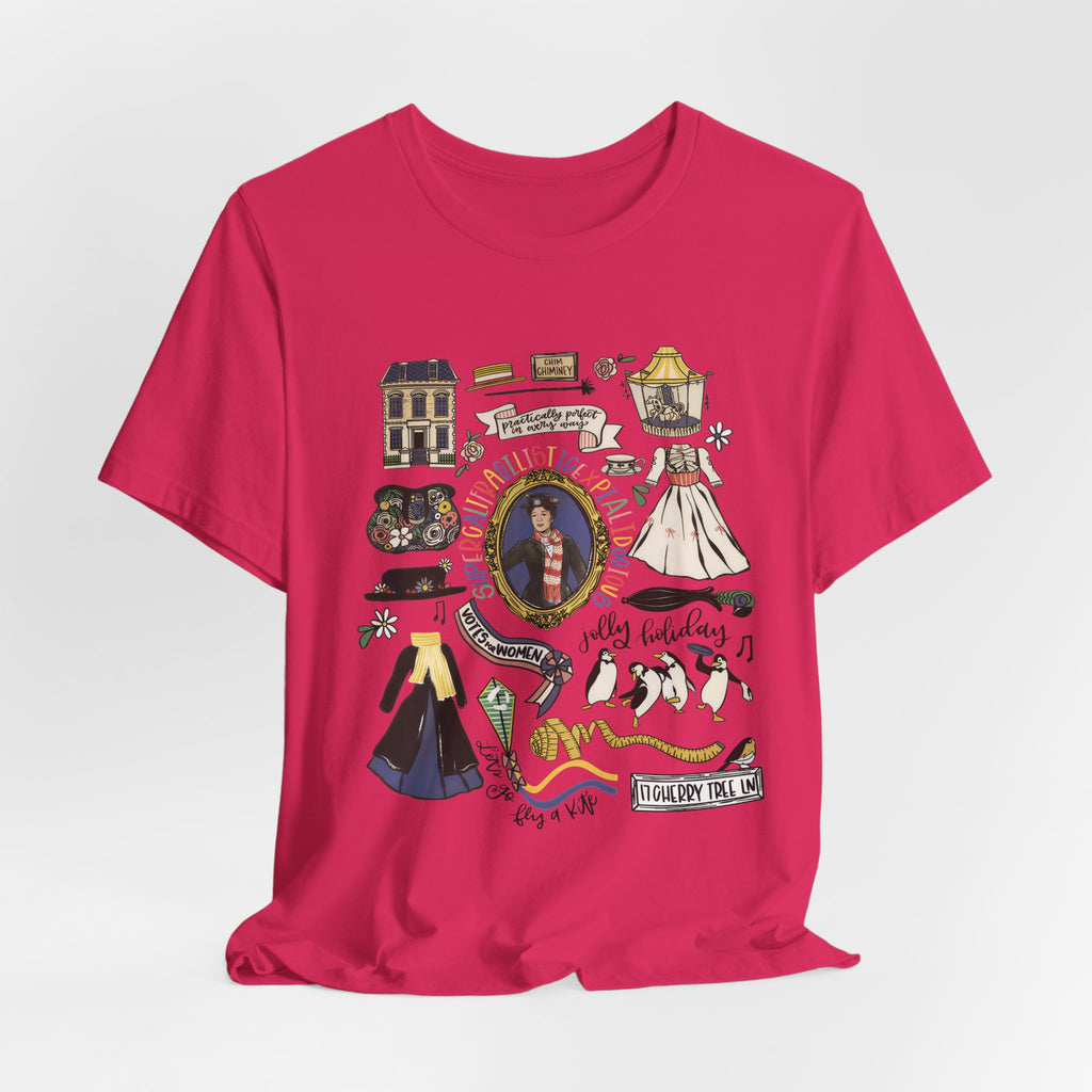 Victorian House Illustration T-Shirt | Vintage Cottage, Floral Accents