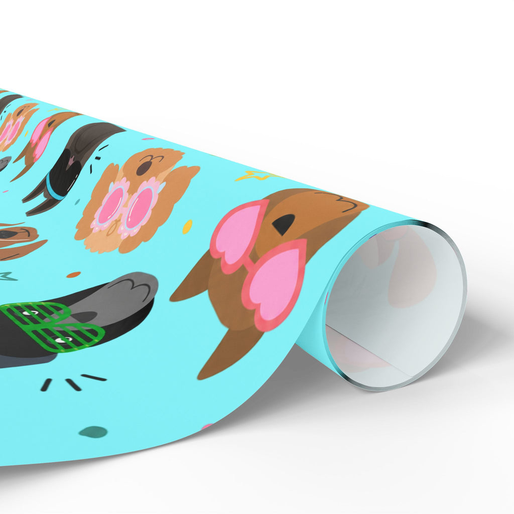 Cool Sunglasses Dog Pattern Wrapping Paper | Cute Puppy Faces Gift Wrap