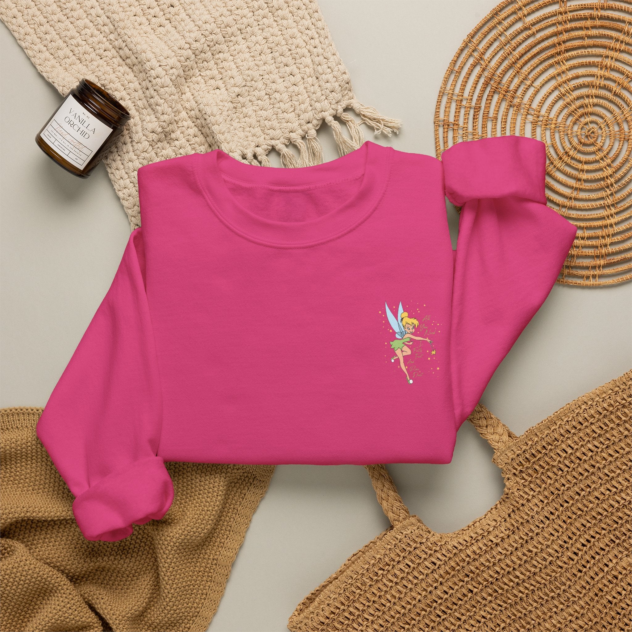 Embroidered Hummingbird Crewneck Sweatshirt — Minimal Floral Chest Design