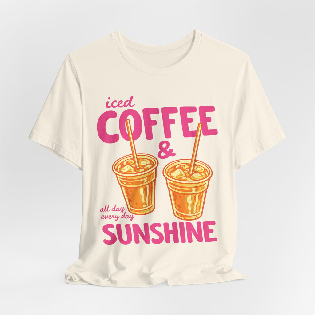 Iced Coffee & Sunshine T-Shirt | Retro Iced Coffee Graphic Tee, Summer Beverage Shirt