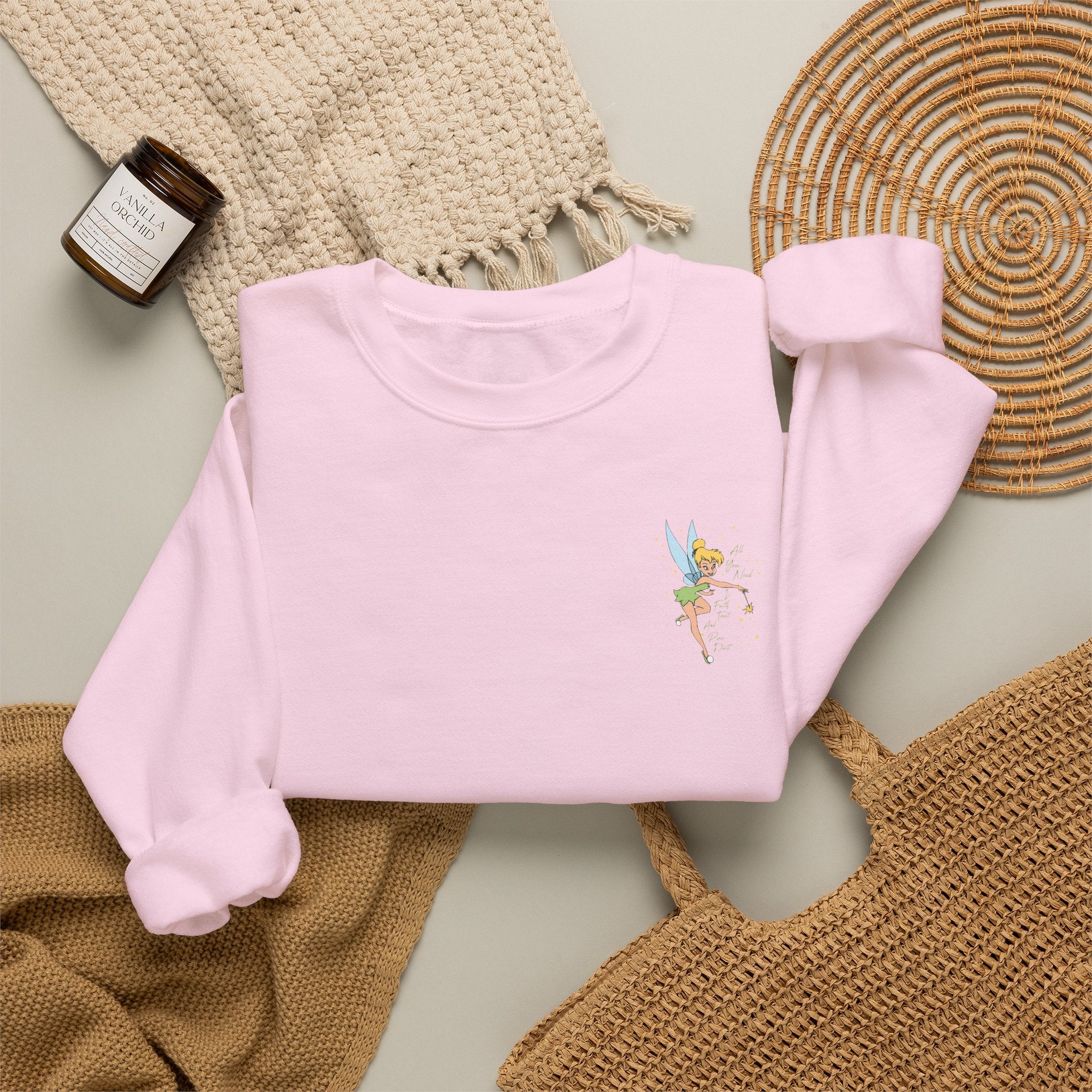 Embroidered Hummingbird Crewneck Sweatshirt — Minimal Floral Chest Design