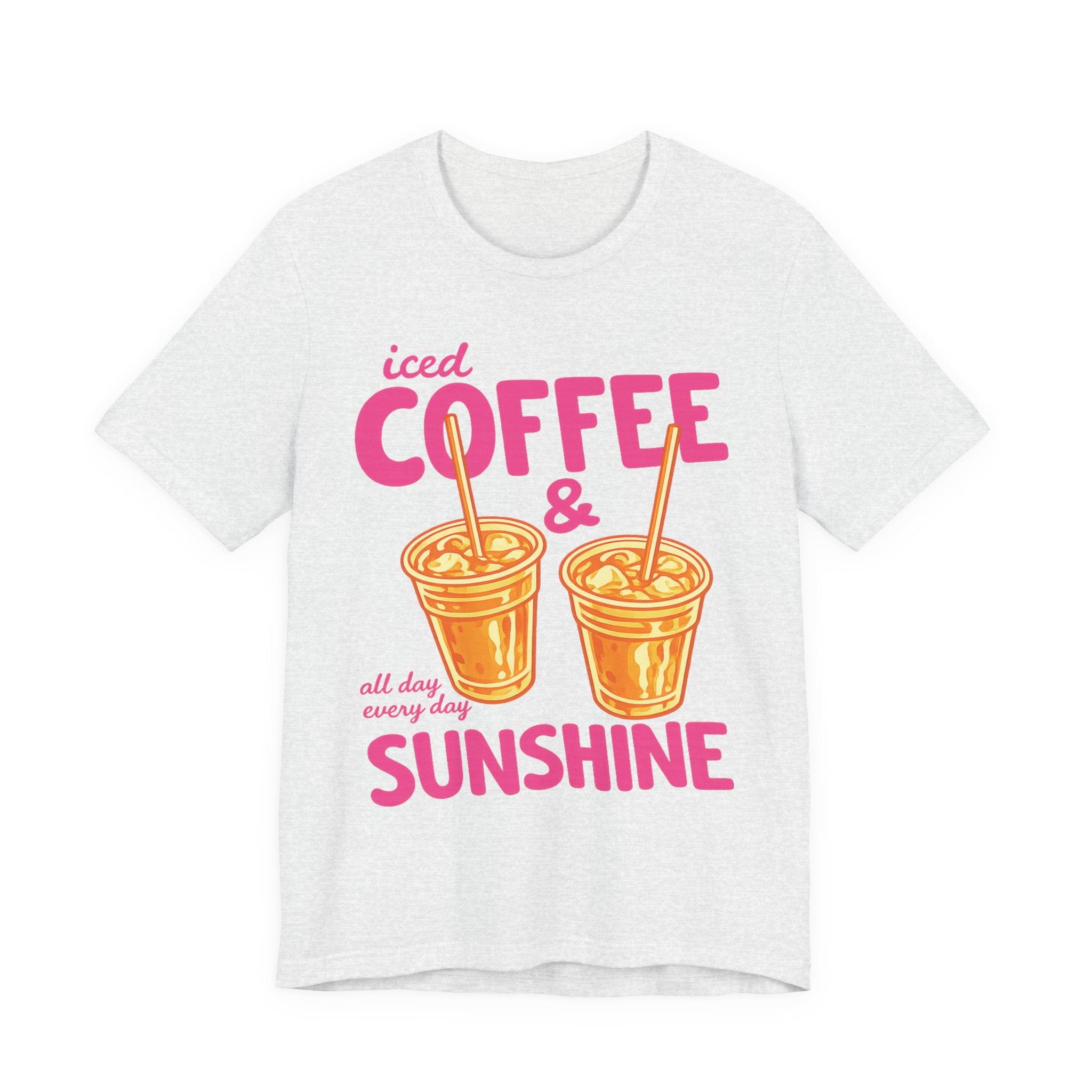 Iced Coffee & Sunshine T-Shirt | Retro Iced Coffee Graphic Tee, Summer Beverage Shirt