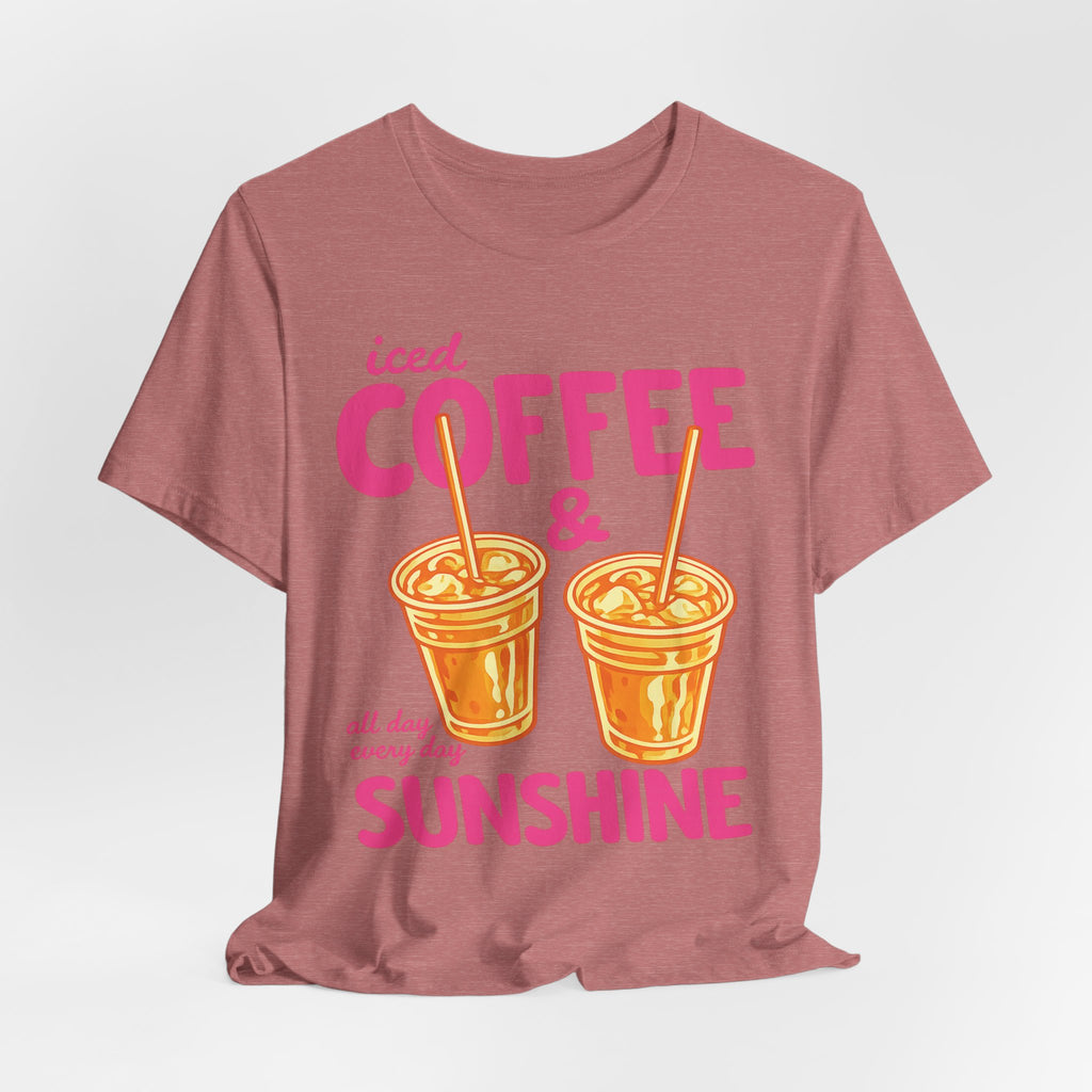 Iced Coffee & Sunshine T-Shirt | Retro Iced Coffee Graphic Tee, Summer Beverage Shirt