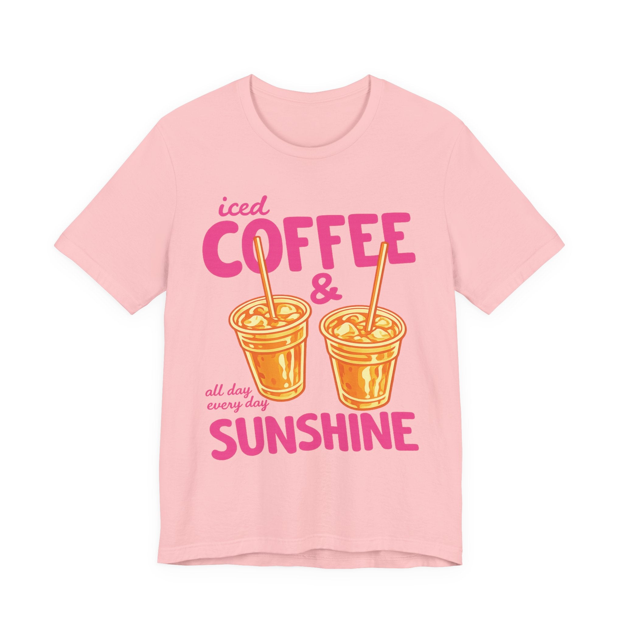 Iced Coffee & Sunshine T-Shirt | Retro Iced Coffee Graphic Tee, Summer Beverage Shirt