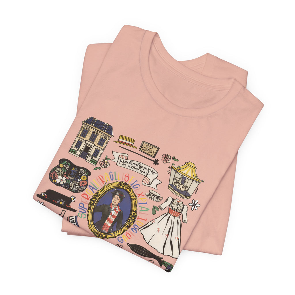 Victorian House Illustration T-Shirt | Vintage Cottage, Floral Accents