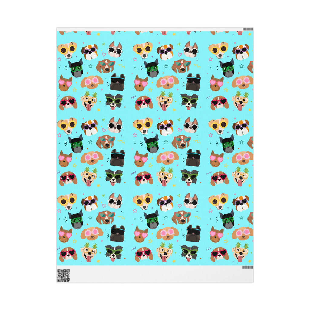 Cool Sunglasses Dog Pattern Wrapping Paper | Cute Puppy Faces Gift Wrap