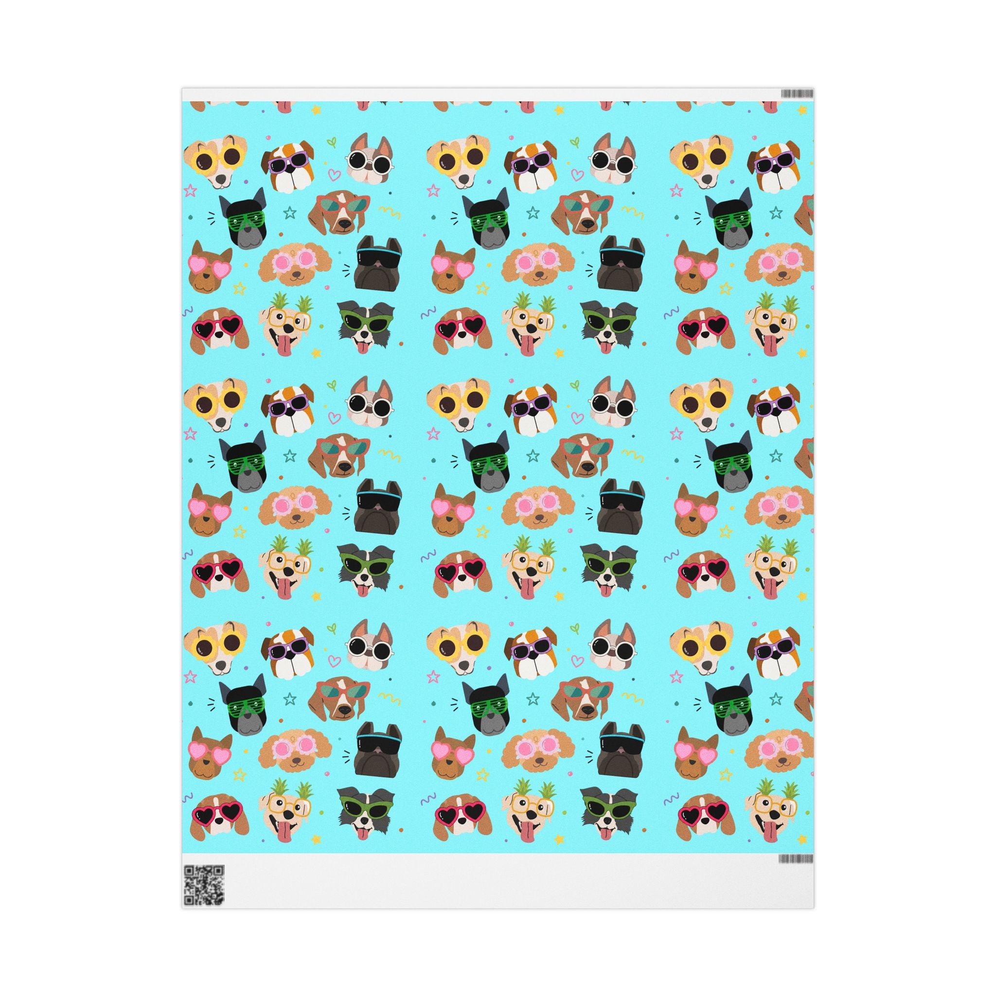 Cool Sunglasses Dog Pattern Wrapping Paper | Cute Puppy Faces Gift Wrap